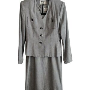Kasper 2pc Women’s Dress & Blazer Suit Set Gray Size 4